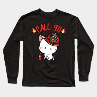 Firefighter Angora cat Long Sleeve T-Shirt